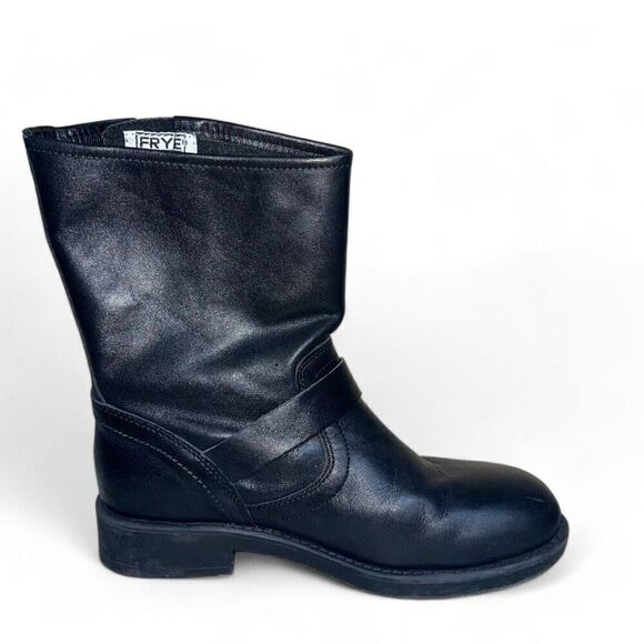 Frye Engineer Pull-on Mid-Calf Leather Boots Black 3497501 Youth 4 Women's 6 - Picture 7 of 11